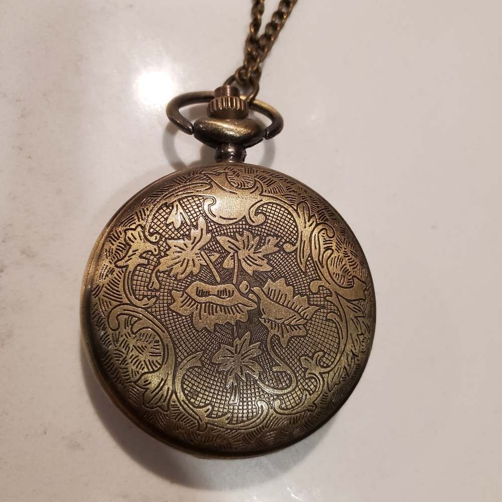 Vintage Clock Pendant Long Necklace Neutral Preppy Casual Steampunk Classic Boho - Picture 4 of 5